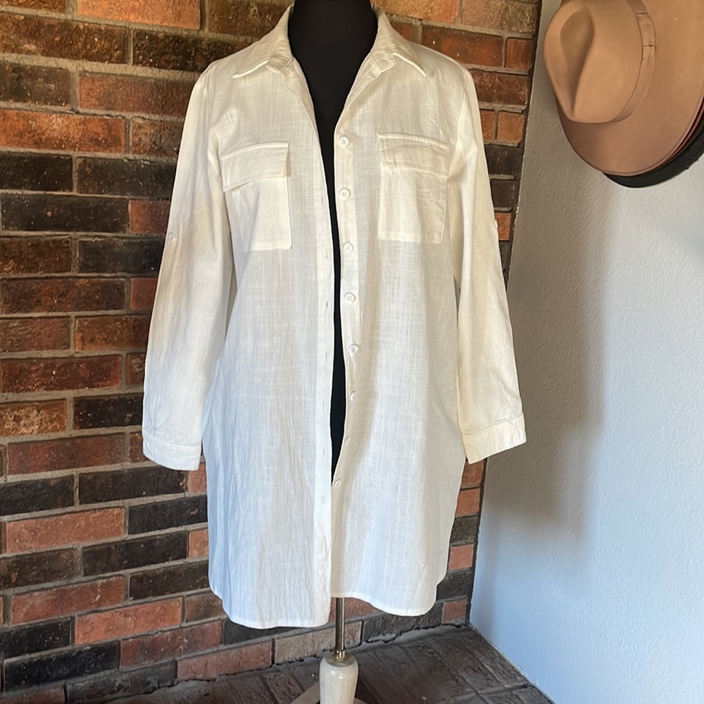 Hotouch‎ White Linen Tunic L
